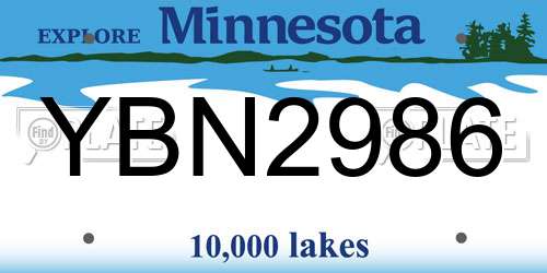 YBN2986 Minnesota License Plate