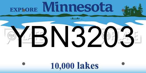 YBN3203 Minnesota License Plate