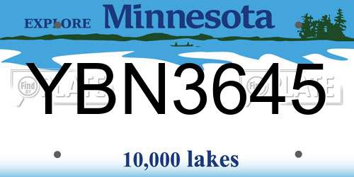 YBN3645 Minnesota License Plate