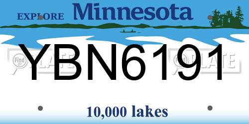 YBN6191 Minnesota License Plate