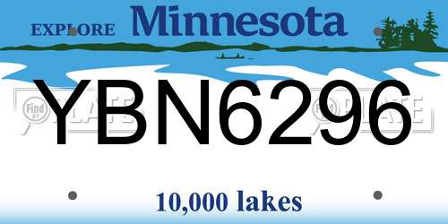 YBN6296 Minnesota License Plate