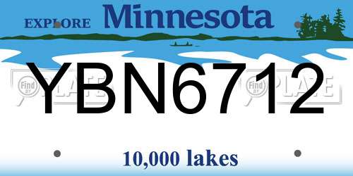 YBN6712 Minnesota License Plate