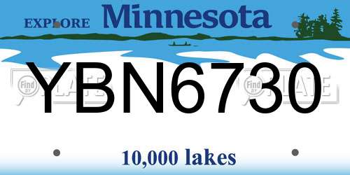 YBN6730 Minnesota License Plate