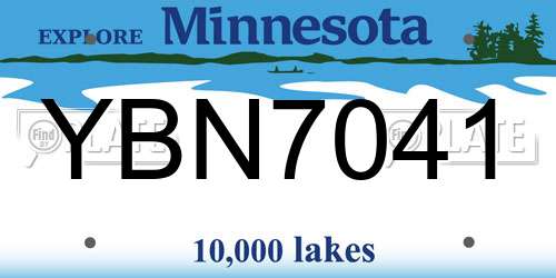 YBN7041 Minnesota License Plate