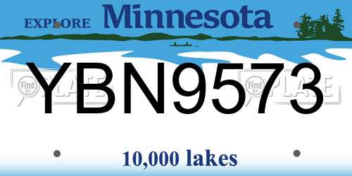 YBN9573 Minnesota License Plate