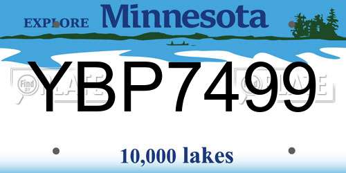 YBP7499 Minnesota License Plate