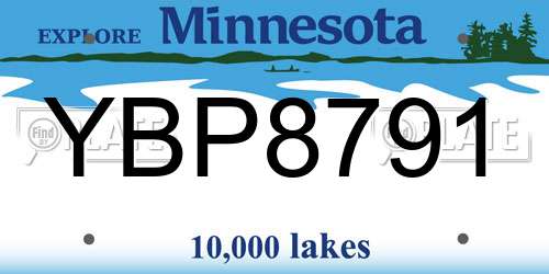 YBP8791 Minnesota License Plate