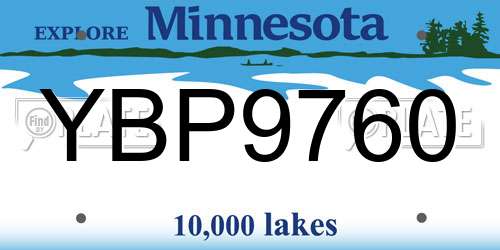 YBP9760 Minnesota License Plate