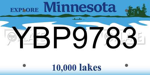 YBP9783 Minnesota License Plate