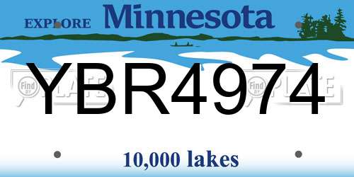 YBR4974 Minnesota License Plate