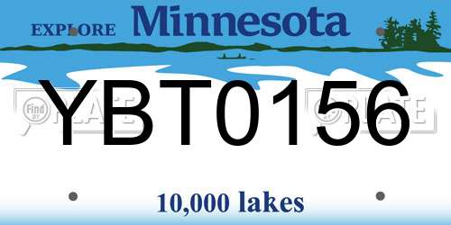 YBT0156 Minnesota License Plate