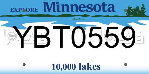 YBT0559 Minnesota License Plate
