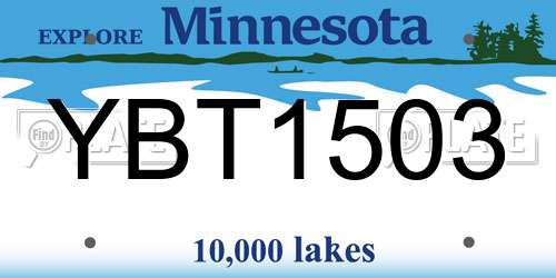 YBT1503 Minnesota License Plate