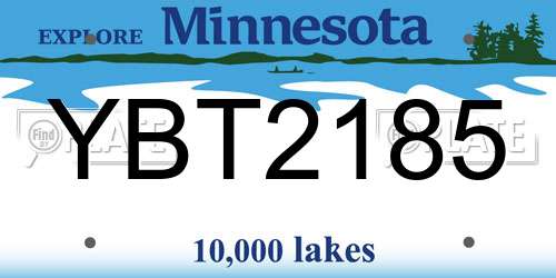 YBT2185 Minnesota License Plate
