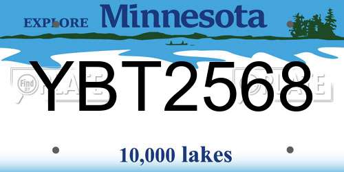 YBT2568 Minnesota License Plate