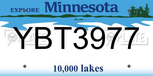 YBT3977 Minnesota License Plate