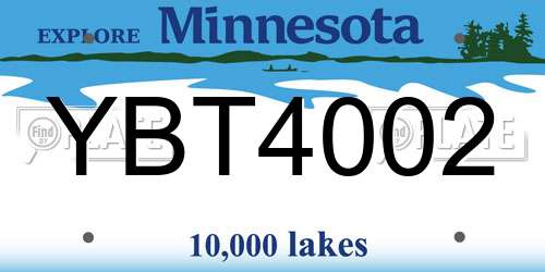 YBT4002 Minnesota License Plate