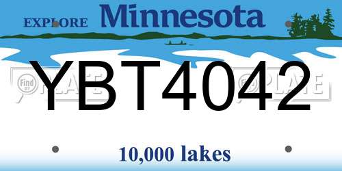 YBT4042 Minnesota License Plate