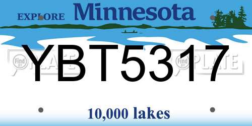 YBT5317 Minnesota License Plate