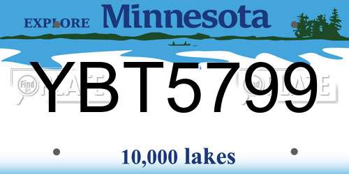 YBT5799 Minnesota License Plate