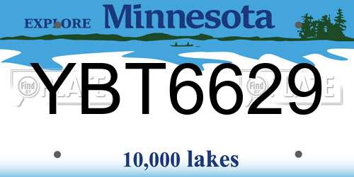 YBT6629 Minnesota License Plate