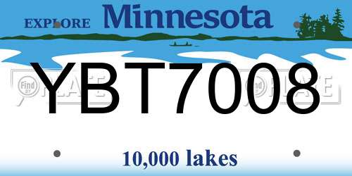 YBT7008 Minnesota License Plate