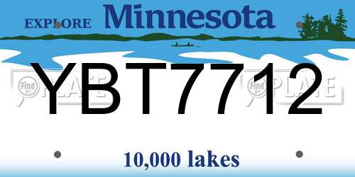 YBT7712 Minnesota License Plate