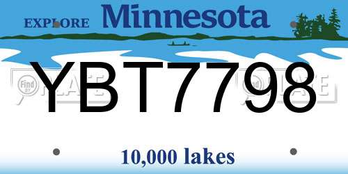 YBT7798 Minnesota License Plate