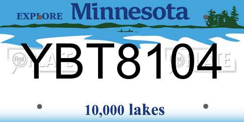 YBT8104 Minnesota License Plate