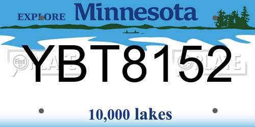 YBT8152 Minnesota License Plate
