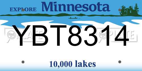 YBT8314 Minnesota License Plate