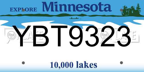 YBT9323 Minnesota License Plate