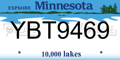 YBT9469 Minnesota License Plate