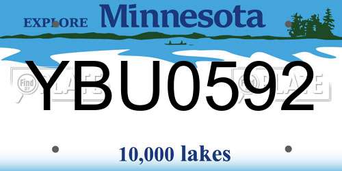 YBU0592 Minnesota License Plate
