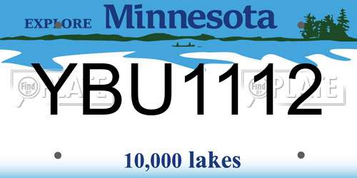 YBU1112 Minnesota License Plate