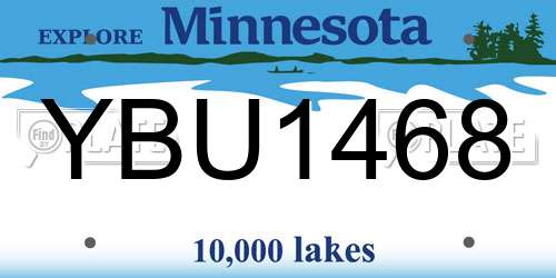 YBU1468 Minnesota License Plate