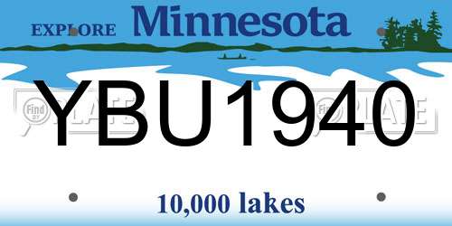 YBU1940 Minnesota License Plate