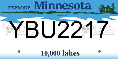 YBU2217 Minnesota License Plate
