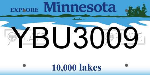 YBU3009 Minnesota License Plate