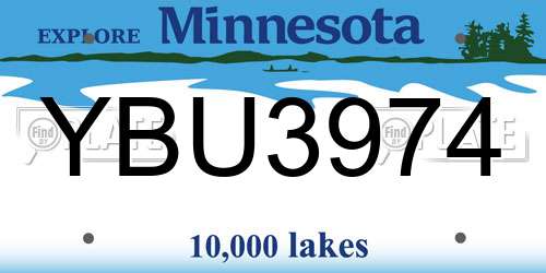 YBU3974 Minnesota License Plate