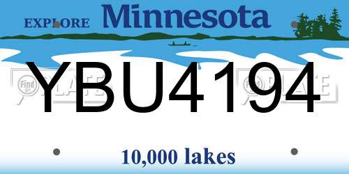 YBU4194 Minnesota License Plate