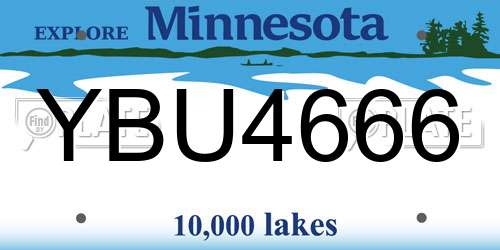 YBU4666 Minnesota License Plate