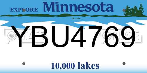 YBU4769 Minnesota License Plate