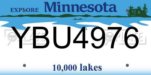 YBU4976 Minnesota License Plate