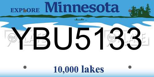YBU5133 Minnesota License Plate