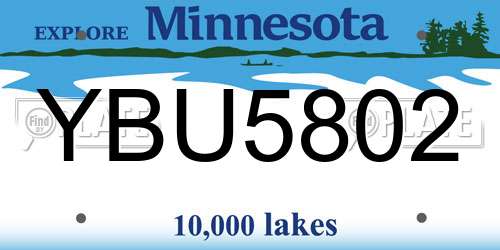 YBU5802 Minnesota License Plate