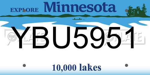 YBU5951 Minnesota License Plate