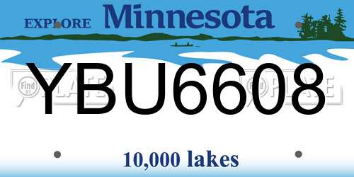 YBU6608 Minnesota License Plate