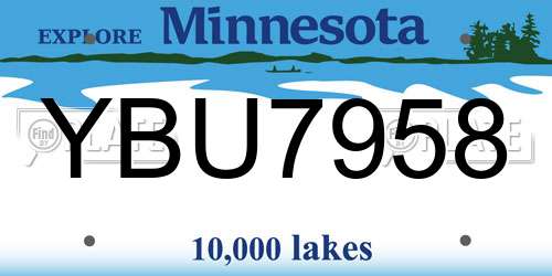 YBU7958 Minnesota License Plate
