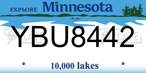 YBU8442 Minnesota License Plate